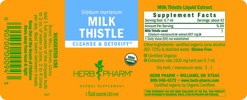 [Australia] - Herb Pharm Milk Thistle Seed Liquid Extract for Liver Function Support - 1 Ounce 1 Fl Oz (Pack of 1) 