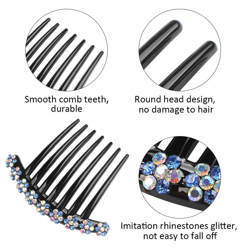 [Australia] - 4PCS Rhinestone Hair Comb Plastic Teeth Hair side Combs non-slip comfortable Hair Clips Pins Claw Rhinestone Hair Accessories for Women Girls 