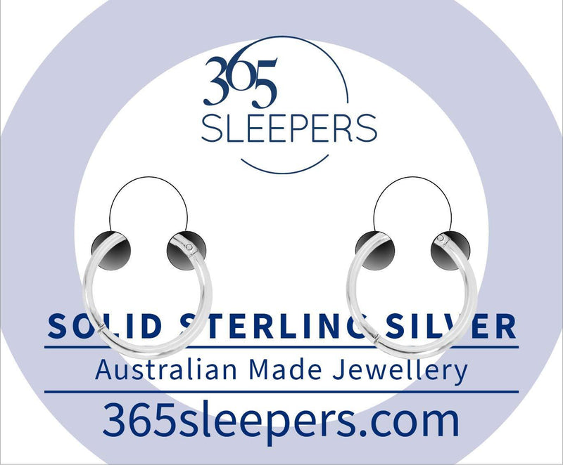 [Australia] - 365 Sleepers 1 Pair Solid Sterling Silver 10mm 18G Hinged Hoop Sleepers Earrings Made in Australia 