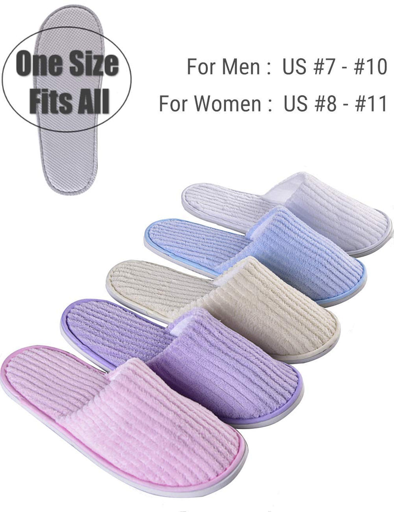 [Australia] - 5 Pairs SPA Slippers,Assorted Color,Closed toe for Family,Guests,Travel,Hotel,Hospital,Washable,Portable,Disposable Close Toe 
