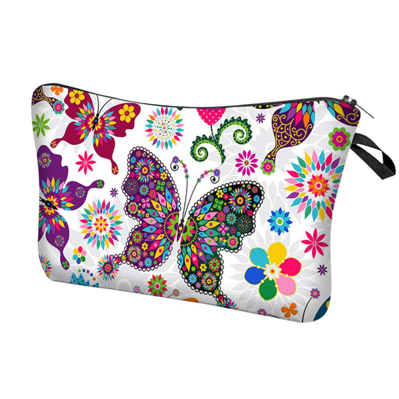 [Australia] - Butterfly Makeup bag Double-sided Printed Waterproof Travel Cosmetic Bag Zipper Pouch Small Toiletry Organizer, Roomy Butterfly Pencil Case for Girls Gifts Bag butterfly white 