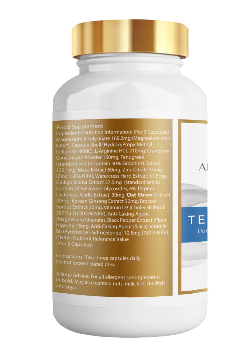[Australia] - Testo-Synergy, 15 Ingredient High Strength Testosterone Booster for Men, Supports Testosterone Levels, L-Arginine HCL, Ginko Biloba, Zinc, UK Made Quality Assured, New Veggie CAPS 