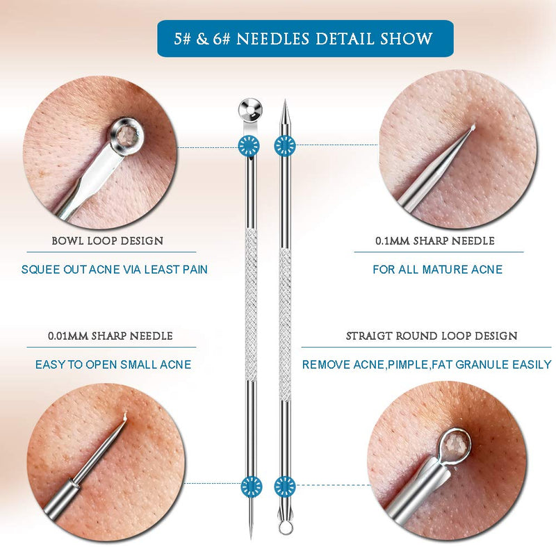 [Australia] - [Dual Ended] 7PCS Blackhead Remover, Comedone Pimple Extractor, Acne Whitehead Blemish Removal Kit, Professional Stainless Steel Clean Tool, For Face Nose Chin Cheek Forehead 