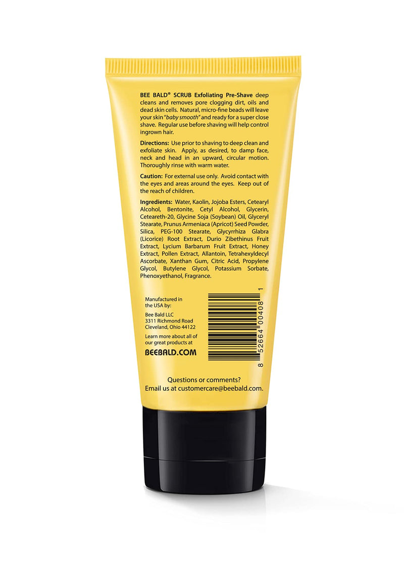 [Australia] - BEE BALD SCRUB Exfoliating Pre-Shave deep cleans and removes pore clogging dirt, oil and dry, flaky skin, preparing it for a ‘super close shave’ and leaving it ‘smoother than a baby's behind’, 3 Fl. Oz. 