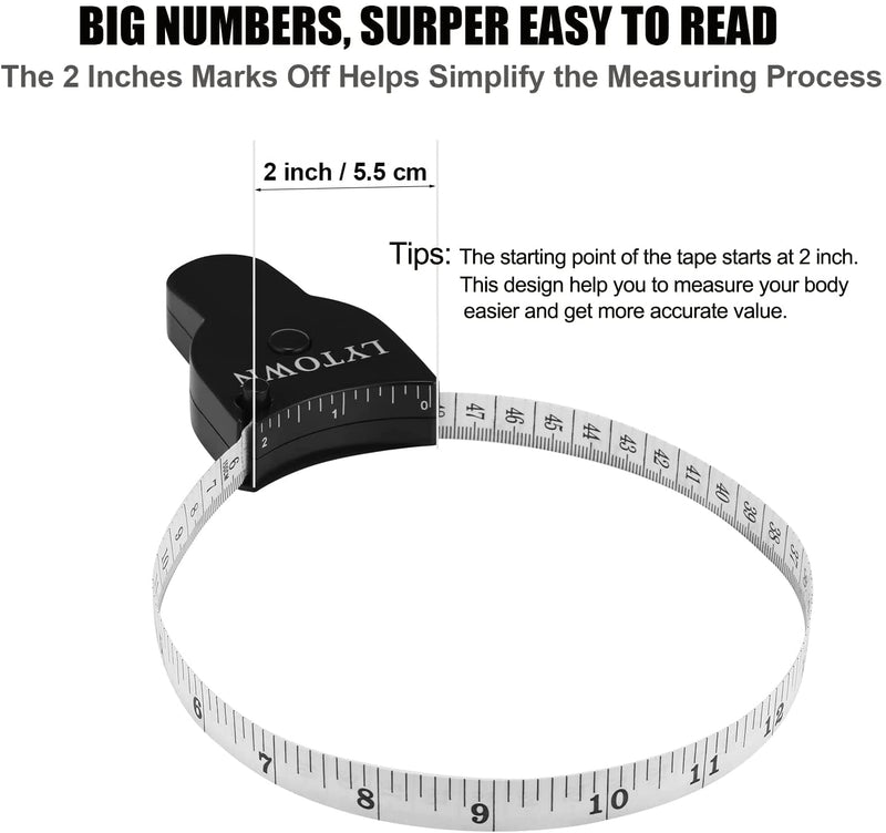 [Australia] - 4PCS Body Measure Tape, Automatic Telescopic Tape Measure, Accurate Measuring Tape for Body, Body Measurement Tape for Tracking Weight Loss Muscle Gain, Tailor, Sewing, Clothes Black 