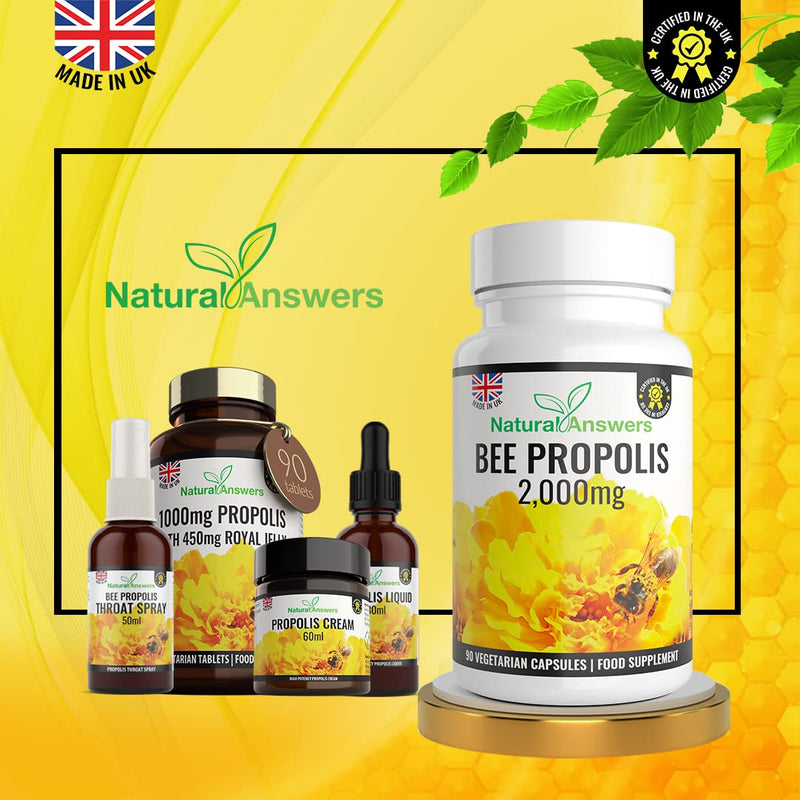 [Australia] - 90 Capsules Pure Bee Propolis 2000mg - 1000mg Per Capsule, 2000mg per Serving, 100% Suitable for Vegetarians 