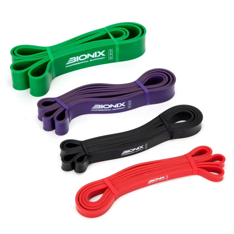 [Australia] - Bionix Pull Up Assistance Bands - Thick, Heavy & Long Latex Exercise Resistance Training Loop Band Set Chin Up Assist, Stretching, Workout, Powerlifting, Yoga Pilates, Legs Glutes Toning - Boost Mobility & Strength For Men and Women Black 