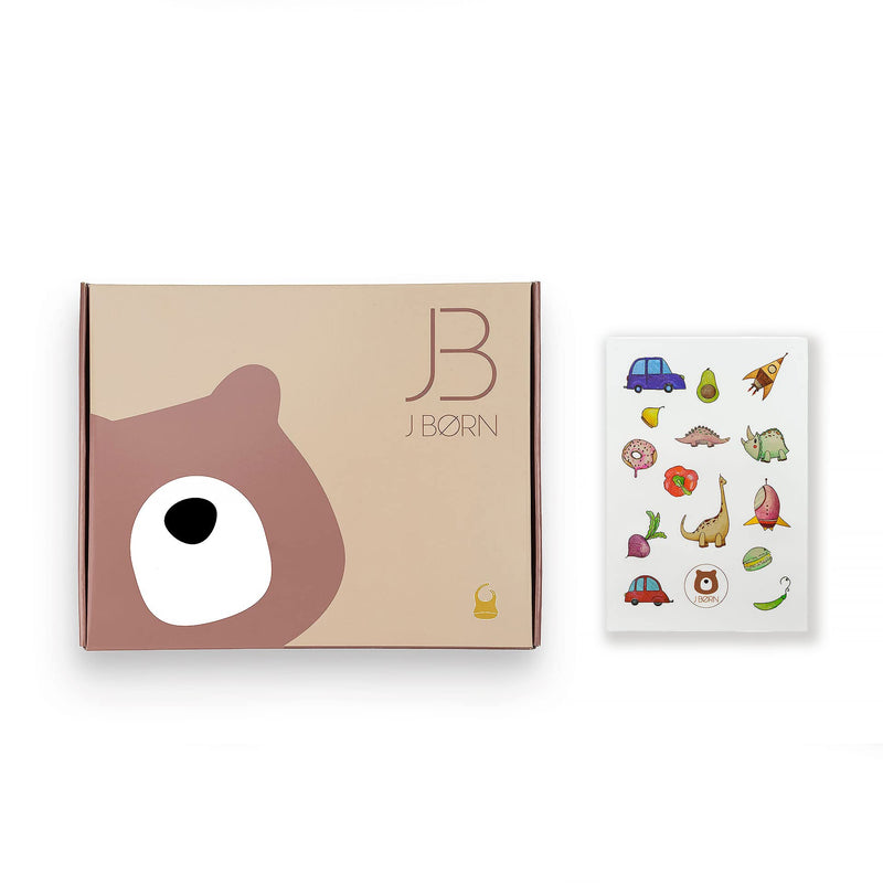 [Australia] - J. Børn Baby Bib With Food Catcher For Baby Led Weaning - BPA-Free Food-Grade Silicone, Easy Clean - Eco-Friendly Baby Essentials, Gift Wrapped with Stickers Included Beige 