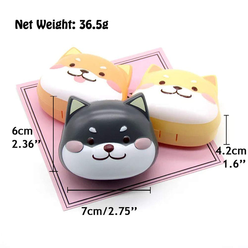 [Australia] - 2 Pack Cute Contact Lens Cases, Shiba Inu Contact Lens Soak Storage Box, Portable Cartoon Contact Lens Holder with Mirror Tweezers for Travel Kit (Yellow) Yellow 