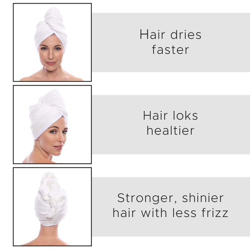 [Australia] - SPASAVVY Microfiber Hair Towel Wrap for Women, 16 inch X 32 inch, Super Absorbent Quick Dry Hair Turban for Drying Curly, Long & Thick Hair 