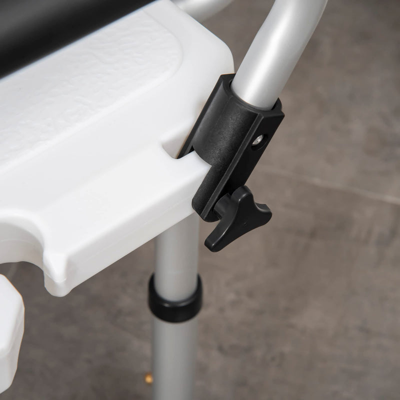 [Australia] - HOMCOM Shower Chair for the Elderly and Disabled, Height Adjustable Shower Stool with Back and Flipped Padded Arms, Suction Foot Pads, White 