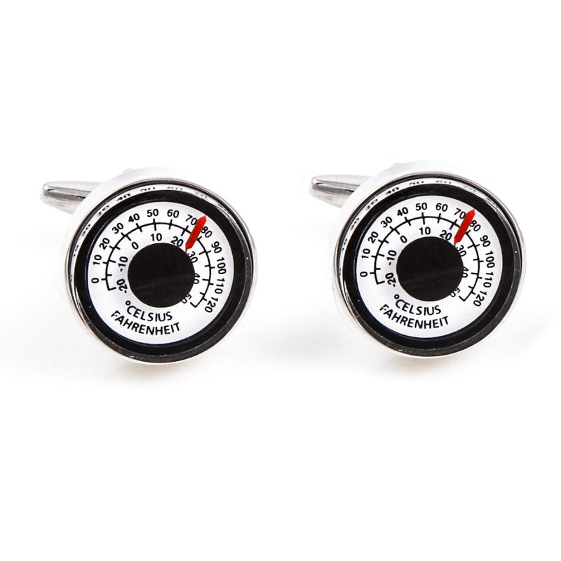 [Australia] - MRCUFF Compass & Thermometer 2 Pairs Cufflinks in a Presentation Gift Box & Polishing Cloth 