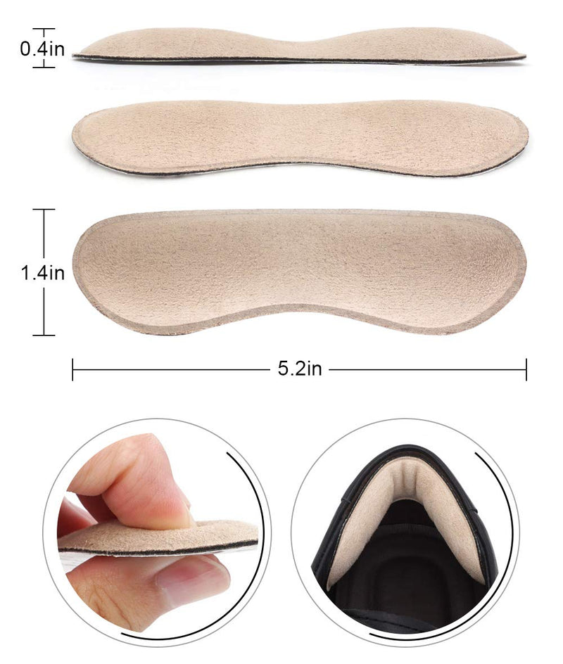 [Australia] - Dr. Foot's Heel Grips Liner Insert for Shoes Too Big, Shoe Inserts Liners for Loose Shoes, Preventing Heel Slipping, Rubbing, Non-Slip (Beige) Beige 