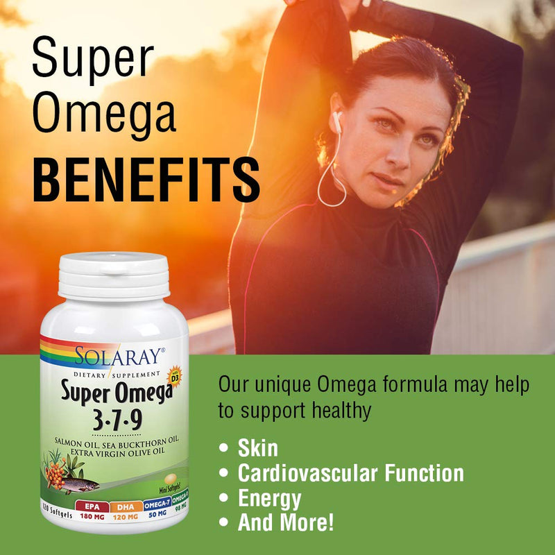 [Australia] - Solaray Super Omega 3 7 9 | Supports Healthy Skin, Cardiovascular Function, More | EPA, DHA, Essential Fatty Acids from Fish Oil | Mini Softgel, 120ct 