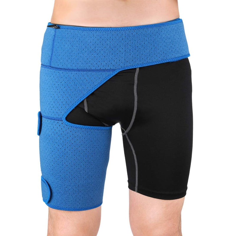 [Australia] - Hip Brace - Groin Compression Support for Sciatica Thigh Hamstring Quadriceps Arthritis SI Joint Injuries Hip Flexor Pulled Muscles Pain Relief Sciatic Wrap for Men Women 