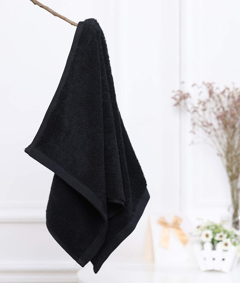 [Australia] - Black Salon Towels (2-Pack, 16 X 27 Inches)-Barber Hand Cotton Towel for Gym, Bath, Spa, Shaving, Shampoo Black 