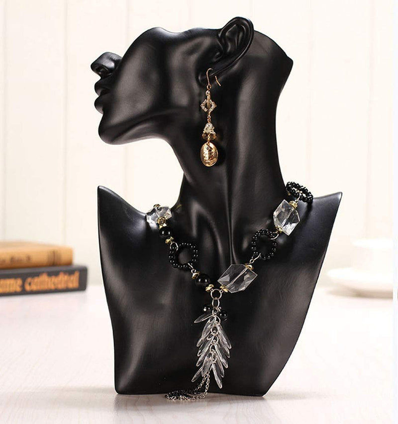[Australia] - Papinimo Jewelry Necklace Earring Display Holder Organizer Mannequin Head Bust Jewelry Stand for Woman Shows Home Organizer Black color Resin 