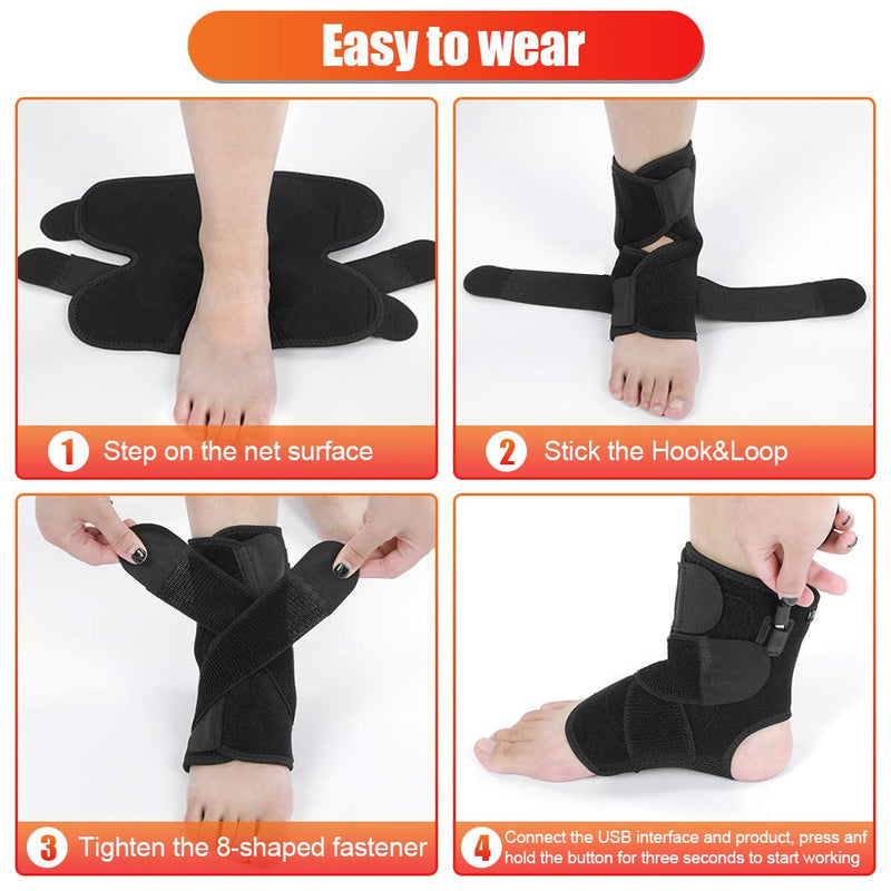 [Australia] - Mavis Laven Heating Ankle Brace, Heat Therapy Foot Drop Orthotic Brace with Adjustable 3 Level Controller for Injury Joint Recovery, Ankle Sprain Swelling, Arthritis, Strain, Fit Left/Right Foot 