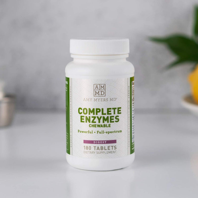 [Australia] - Dr Amy Myers Digestive Enzymes Chewable – Complete Enzymes Support Leaky Gut, Acid Reflux, Gas, Bloating, Gluten Exposure – Amylase, Lipase, Lactase, Alkaline, Protease, Sucrase + More – 180 Tablets 