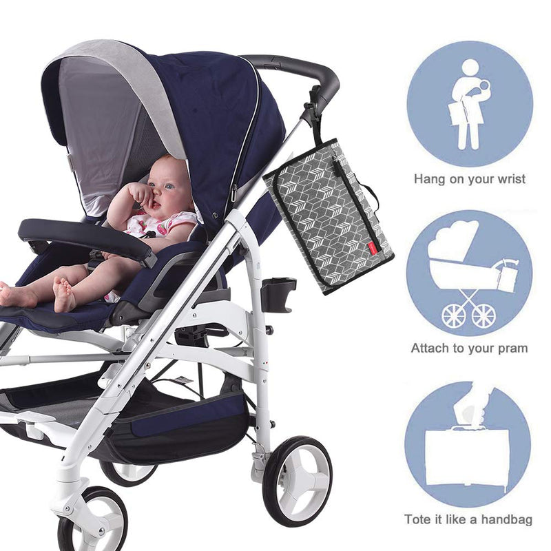 [Australia] - Lekebaby Portable Nappy Changing Mat Travel Baby Change Mat with Wipe-Pocket and Head Cushion, Grey A-Grey 