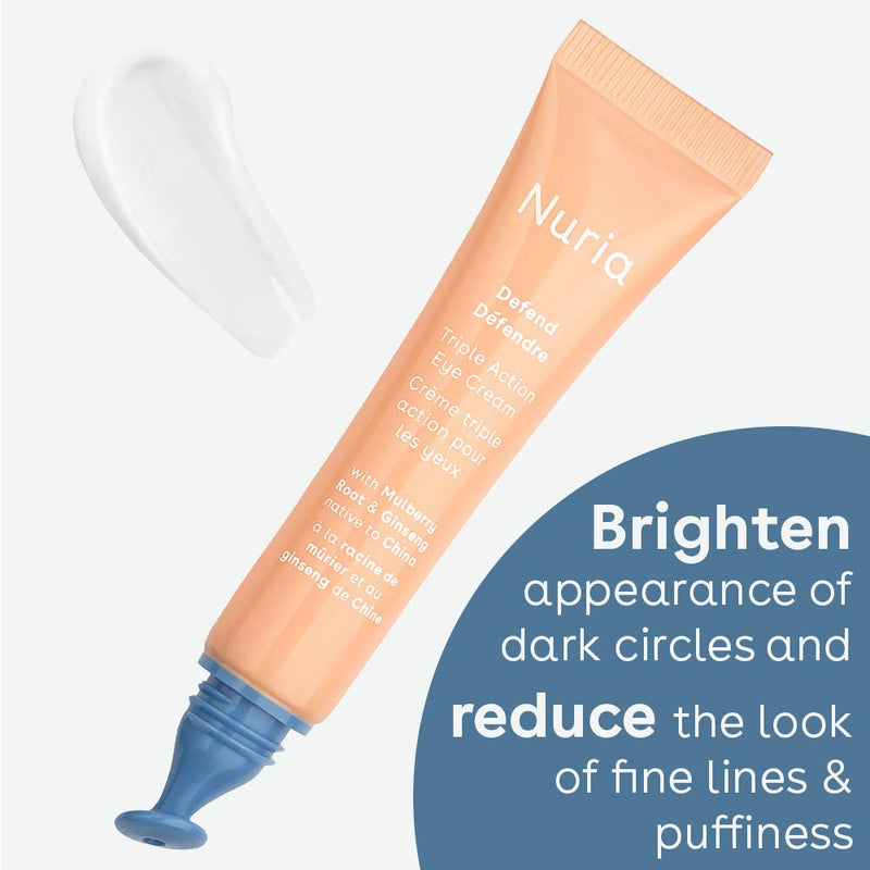 [Australia] - Nuria Beauty | Defend Triple Action Eye Cream with Mulberry Root & Ginseng to Help Improve Dark Circles, Wrinkles and Fine Lines | 15 mL | Clean Beauty, Cruelty-Free & Vegan 