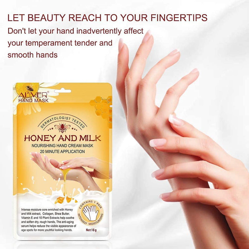 [Australia] - Hand Moisturizing Mask, Honey and Milk Moisturizing Gloves Nourishing Soften Hand Care for Dry Crack Hands Mask Hydrating Exfoliating Nourish Skin for Women & Men (3 Pairs) 1 Pair (Pack of 3) 