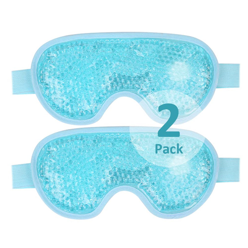 [Australia] - NEWGO Cooling Eye Mask for Puffy Eyes, Reusable Hot Cold Therapy Gel Cold Eye Mask for Migraine, Headache, Dark Circles, Dry Eyes, Swollen Eyes, Sinus Pain, Blue-2PCS Blue 2PCS 