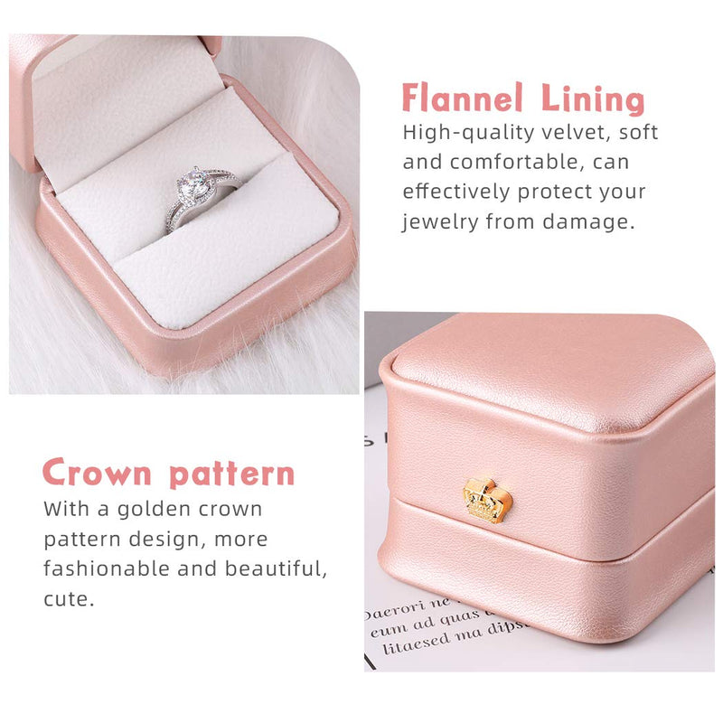 [Australia] - iSuperb Set of 2 Pink Ring Box Proposal Ring Boxes Couple Engagement Jewelry Gift Box Case PU Leather Ring Earrings Jewelry Display for Wedding (Pink ring box) 2pcs Pink Ring Box 