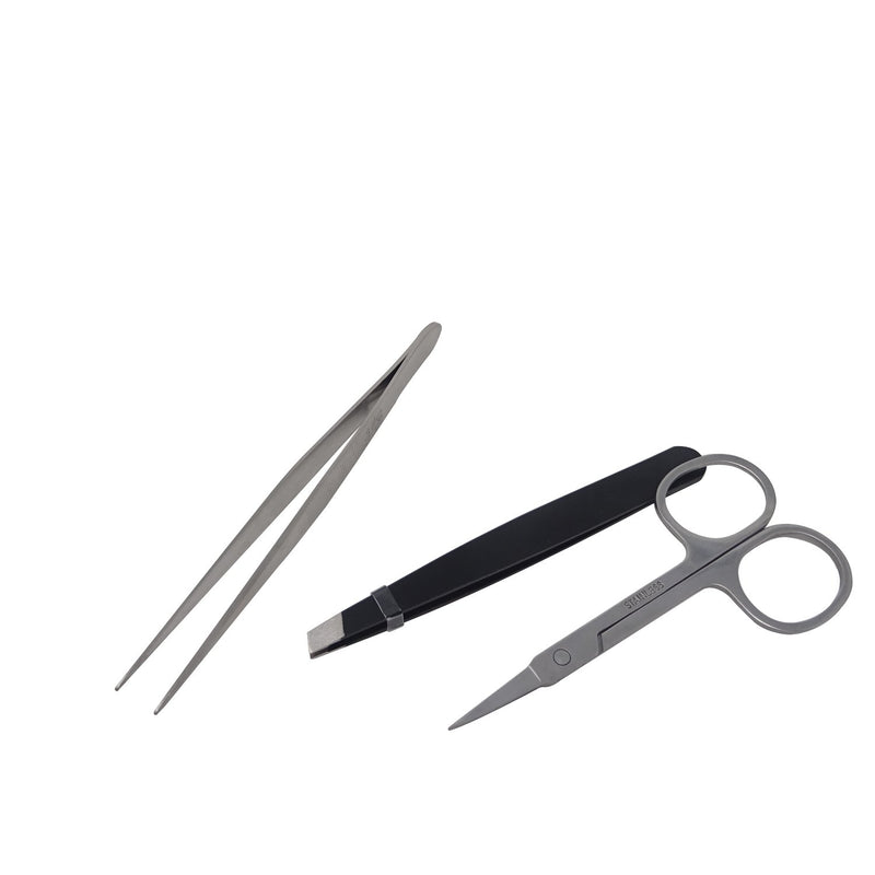[Australia] - Honbay 3PCS Tweezers Set Point and Slant Stainless Steel Tweezers, Eyebrows Scissor, for Eyebrow and Nose Hair 