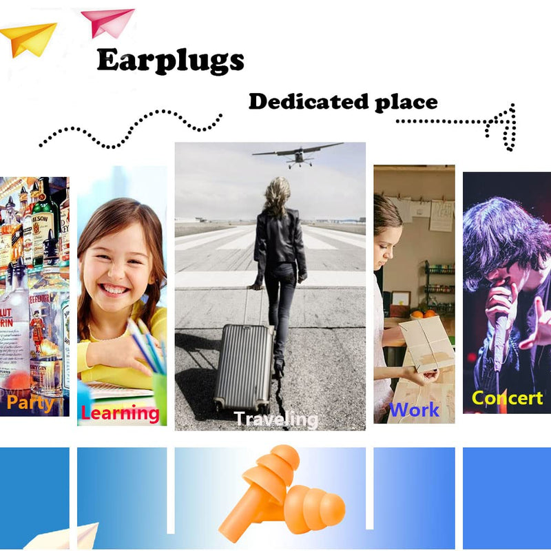 [Australia] - Earplugs for Sleeping Noise Cancelling, Reusable Ear Plugs– Super Soft, Silicone Ear Plug, for Sleeping 8 Pairs, Swimming, Snoring, Concerts, Work, Noisy Places (Orange) 