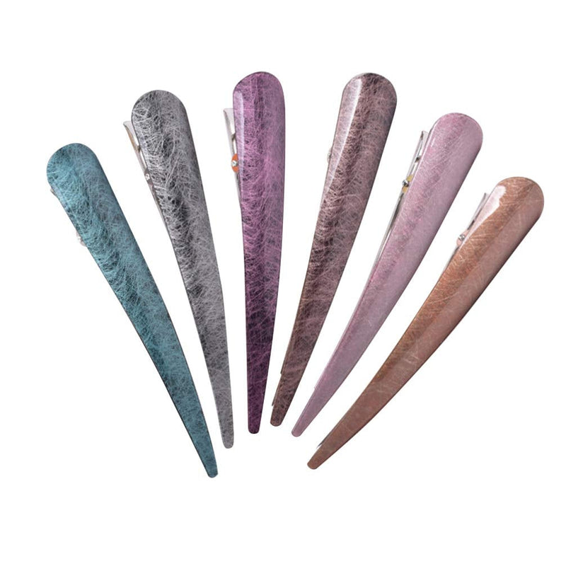 [Australia] - Lurrose 6pcs Duck Teeth Bows Hair Clips Acrylic Duckbill Hair Clips Alligator Hair Pins Barrettes Hair Styling Accessories for Women Lady (Mixed Color) 
