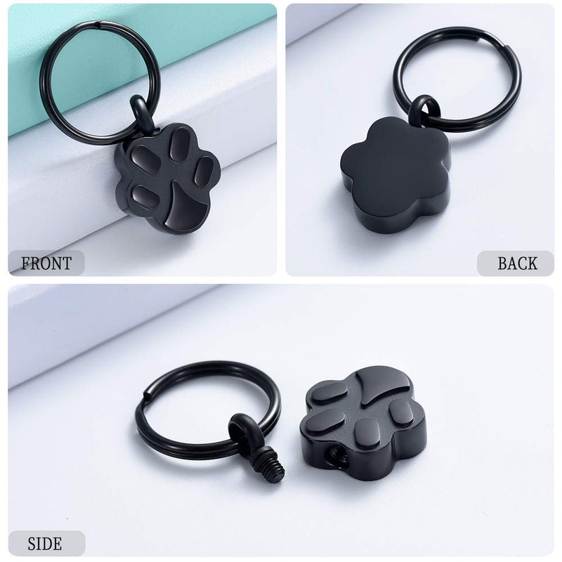 [Australia] - Cremation Ash Urn Keychain for Pet Ashes Cremation Jewelry for Human Ashes Dog Cat Cremation Keepsake Memorial Urn Keychain Ash Holder for Women Men Paw Black 