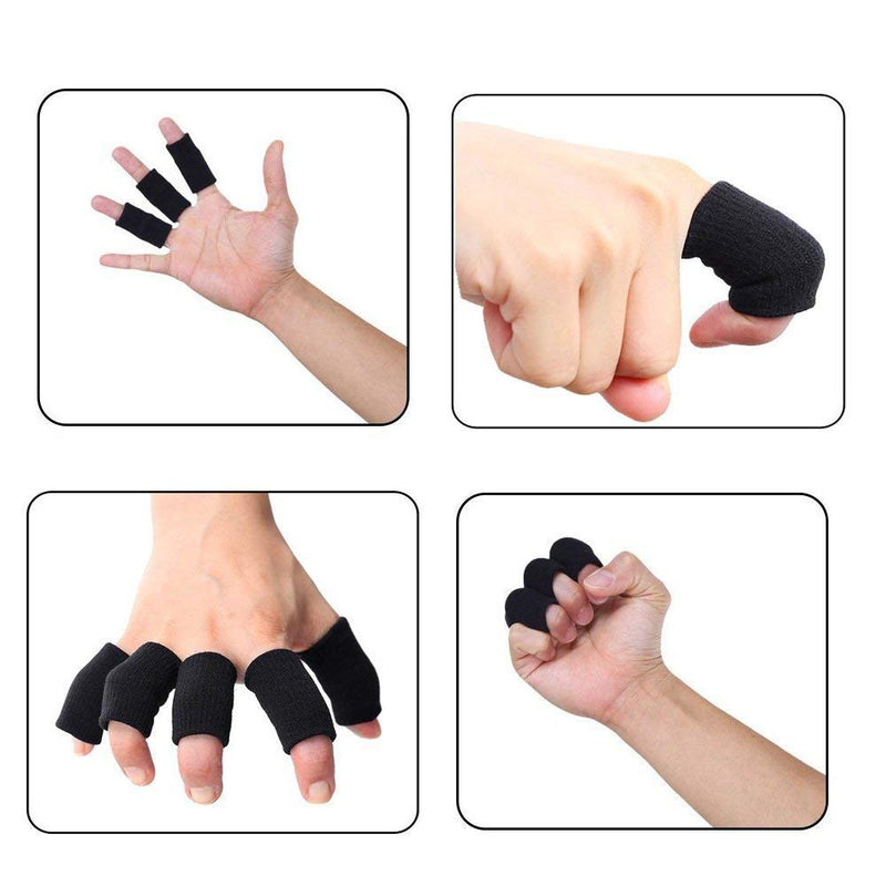 [Australia] - 20Pcs Elastic Finger Sleeves Sports Support Thumb Brace Arthritis Protector Breathable Cover for Trigger Finger, Cracking, Arthritis, Callus Black 