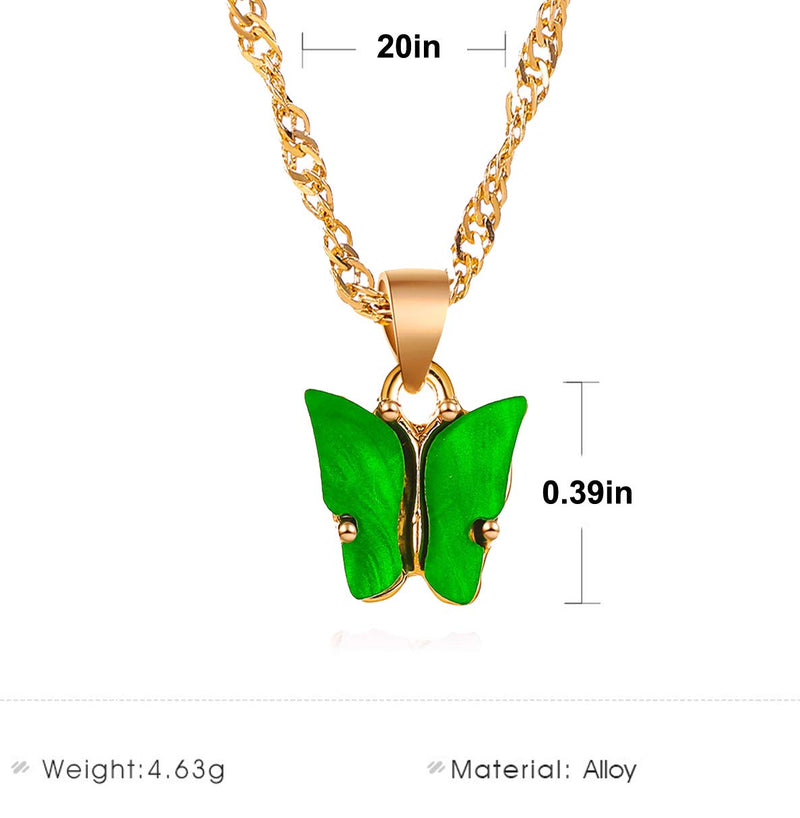 [Australia] - Nanafast Butterfly Pendant Necklace for Women & Girls Acrylic Necklace with Gold-Plated Pack of 12 Pcs 