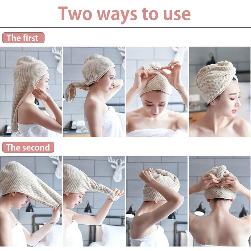 [Australia] - Smilco 3 Pack Microfiber Hair Towel Warp, Microfiber Hair Turbans for Wet Hair, Curly Hair - Women Hair Drying Towels Quick Dry 