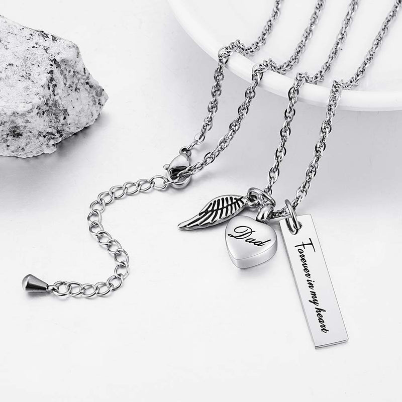 [Australia] - Dletay Urn Necklace for Ashes Cremation Jewelry for Ashes Memorial Ashes Keepsakes Jewelry-Forever in My Heart Dad 