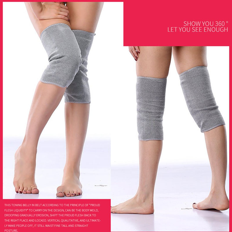 [Australia] - Ausom Womens Mens Thicken Cashmere Wool Winter Warm Thermal Knee Warmers Leg Sleeve Knee Brace Support Pads Yoga Outdoor Gray Medium 
