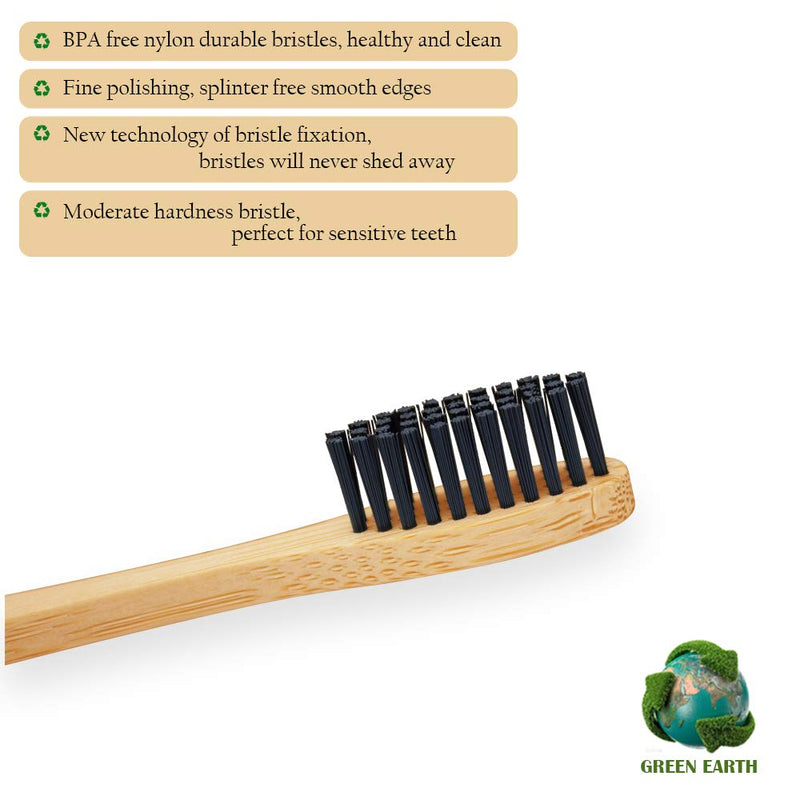 [Australia] - Bamboo Toothbrush, Wooden Toothbrushes, Biodegradable Eco Friendly Vegan Natural Organic Bamboo Charcoal Tooth Brush, Set of 8 Color of Medium Firm Bristles 8 Multicolour 