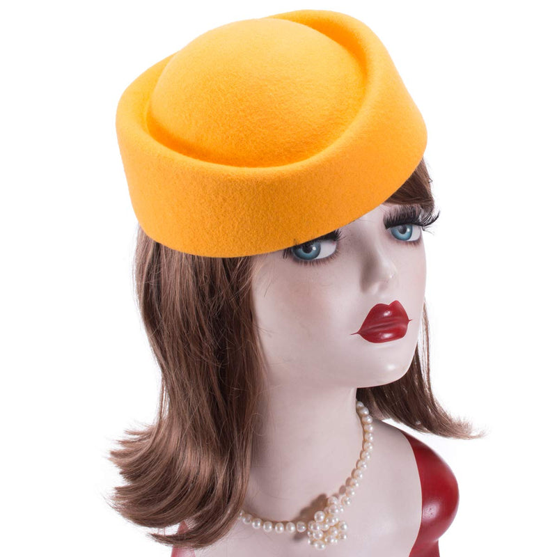 [Australia] - Lawliet Cocktail Fascinator Base Wool Air Hostesses Pillbox Hat Millinery Making A139 Yellow 