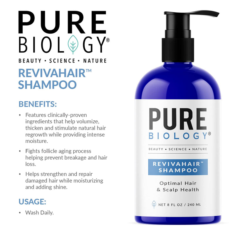 [Australia] - Pure Biology Premium RevivaHair Hair Growth Shampoo | Biotin Shampoo with Clinically Proven Procapil; DHT Blocker Keratin Complex | Shampoo for Thinning Hair and Hair Loss, Women & Mens Shampoo 8oz 