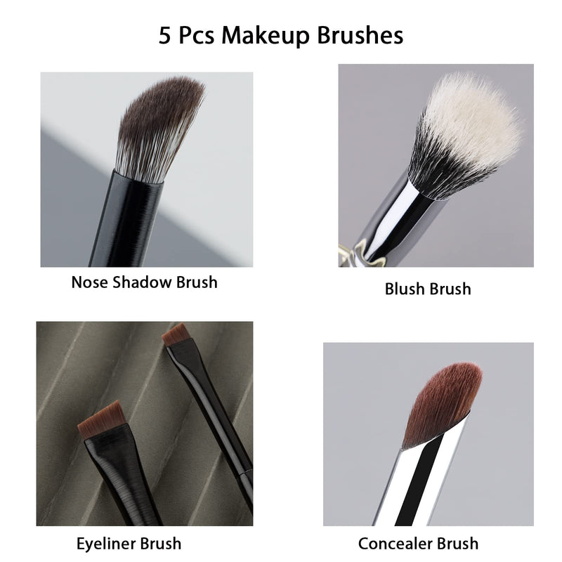 [Australia] - Make Up Brushes, Professional Makeup Brush Set Kabuki Face Synthetic Foundation Brushes Blending Brush, Nose Shadow Blush Eyeline Concealer Brushes（5 PCS ）Black 