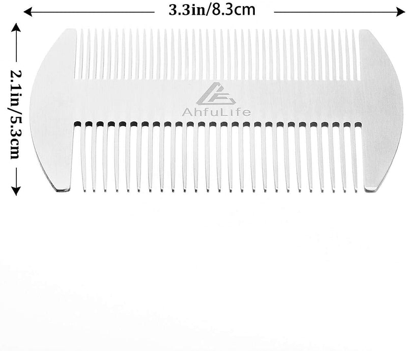 [Australia] - Metal Hair&Beard Comb - AhfuLife® EDC Credit Card Size Comb Perfect for Wallet and Pocket - Anti-Static Dual Action Beard Comb (Stainless Steel Comb (2 Pcs)) Stainless Steel Comb (2 Pcs) 