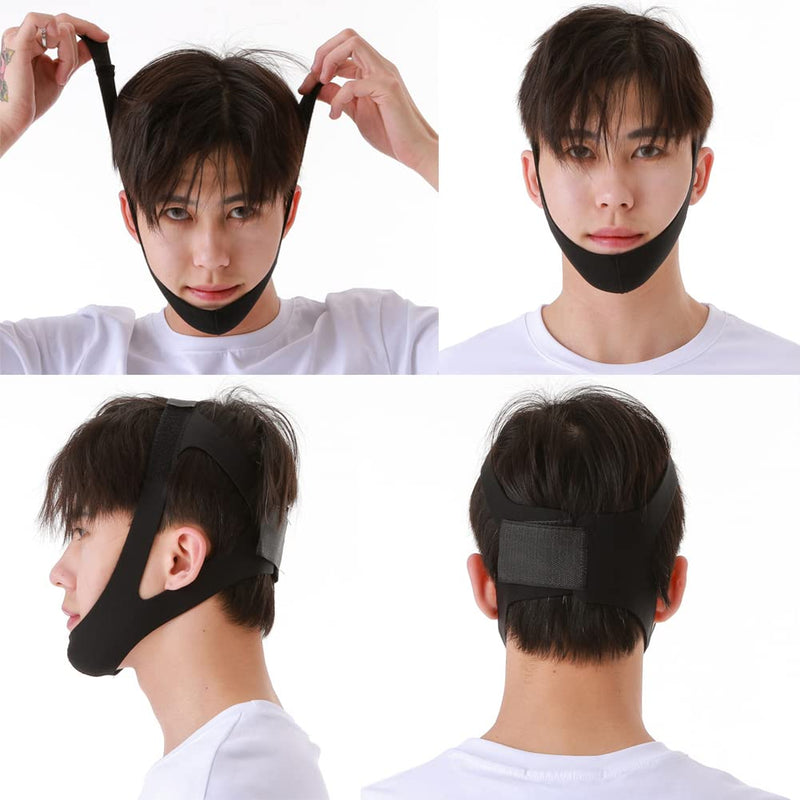 [Australia] - Anti Snoring Chin Strap Comfortable Natural Stop Snore Chin Strap Stop Snoring Solution Chin Strap Effective Snore Stopper Devices Adjustable Snore Reducing Mouth Breathers Sleep Aid for Men Women Black 