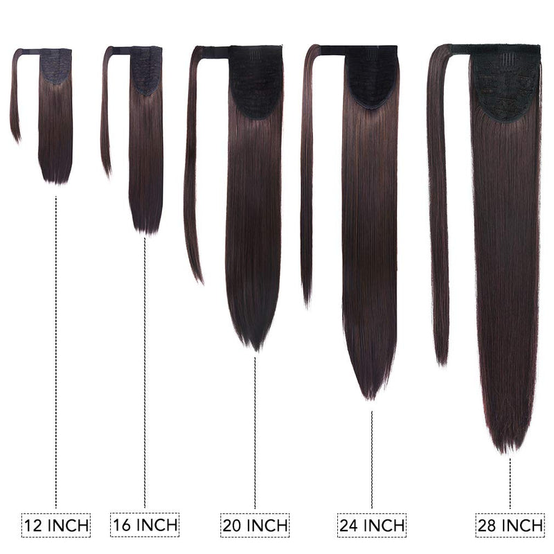 [Australia] - SEIKEA Clip in Ponytail Extension Wrap Around Straight Hair for Women (12", Black) 12 Inch (Pack of 1) 