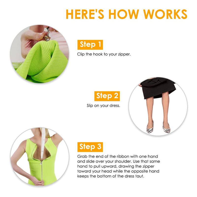 [Australia] - 1 one enjoy Dresses Zipper Helper Zipper Puller Zipping Up Down Dress Yourself Zip Aid Tool Zipper Pull Assistant Zipper Pull for Dress (White) White 