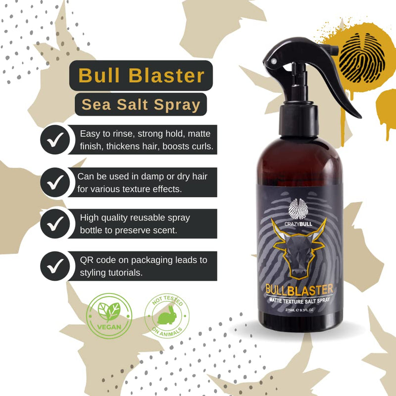 [Australia] - Crazy Bull Sea Salt Spray - Vegan & Water-Based Bull Blaster with Natural Matte Finish & Firm Hold - Thickening & Volumising Texture Hair Styling Product for Men & Women, Citrus Scent 