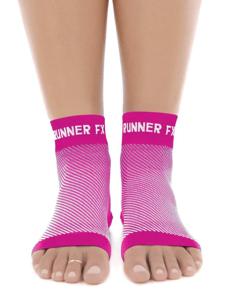 [Australia] - Runner FX Sports Plantar Fasciitis Socks, Neuropathy socks - Plantar Fasciitis Socks Women, Plantar Fasciitis Socks for Men, Plantar Fasciitis Compression Socks, Ankle Support, Foot Supports Pink Small (1 Pair) 