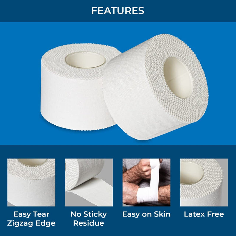 [Australia] - AFFORDTEX Sports Tapes – 8 Adhesive Rolls Bundle with No-Sticky Residue – Sport Tape with Zig-Zag Edge for Easy Tearing – Skin-Friendly Athletic Tape of 1.5 x 10 Yards for Athletes, Coaches, Amateurs 