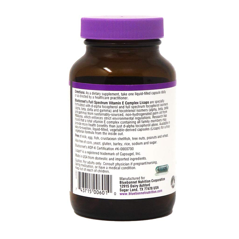 [Australia] - Bluebonnet Natural Full Spectrum Vitamin E Complex - 60 Licaps 