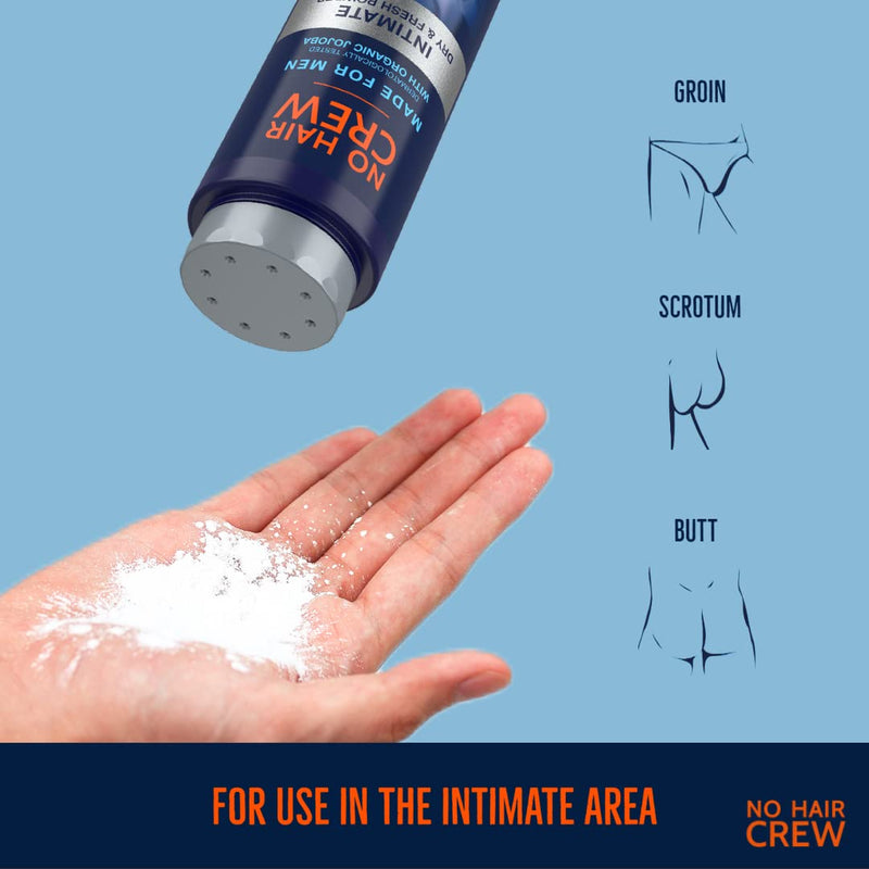 [Australia] - NO HAIR CREW Intimate Dry & Fresh Powder. Premium talcum free body powder for sensitive areas. Made for men. 100 g. 